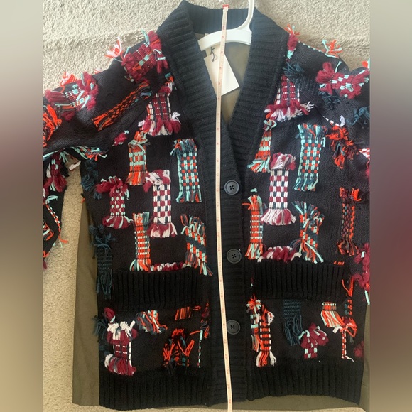 NEW! Anthropologie Felia Fringed Patchwork Cardigan - Picture 12 of 13